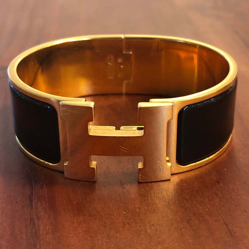 Hermès Wide Clic Clac H Bracelet Gold/Black PM